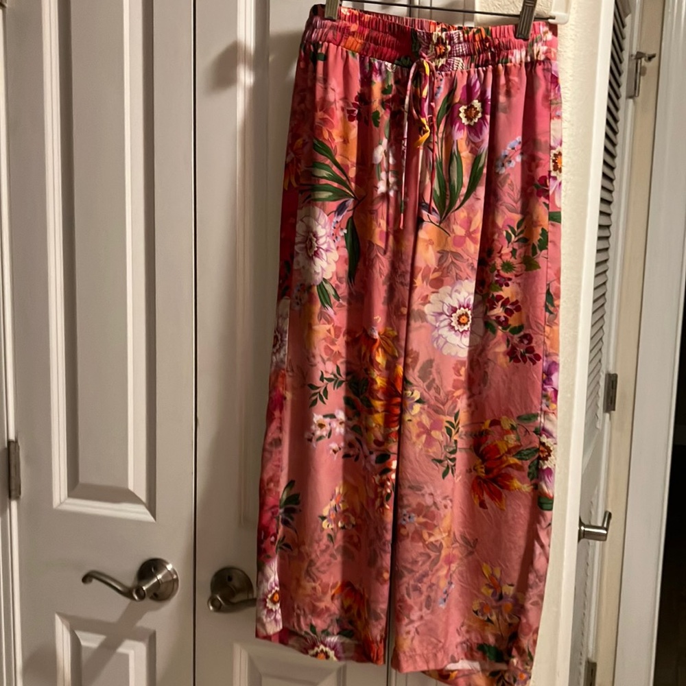 Johnny Was Jailyn Silk PJ Cropped Pant XS